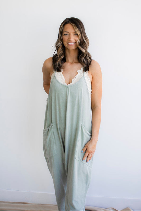 Relaxed Fit Mineral Washed Jumpsuit