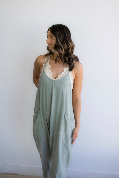 Relaxed Fit Mineral Washed Jumpsuit