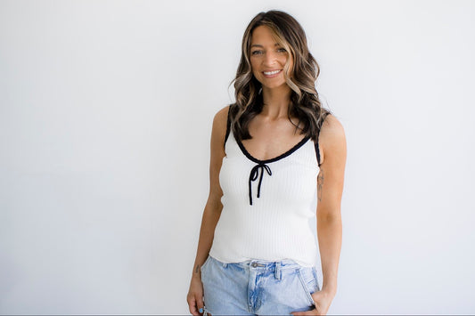 Ribbon Trim Tank Top
