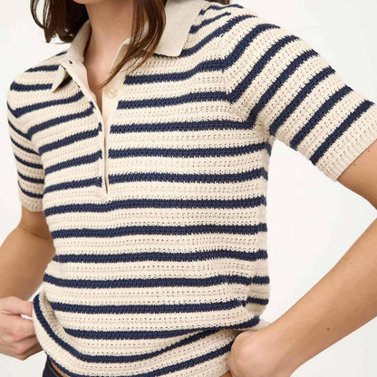 Striped Polo Sweater Top